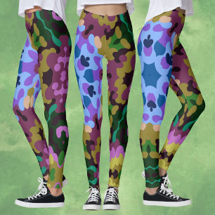 Leggings Retro Mandala azul morado y amarillo