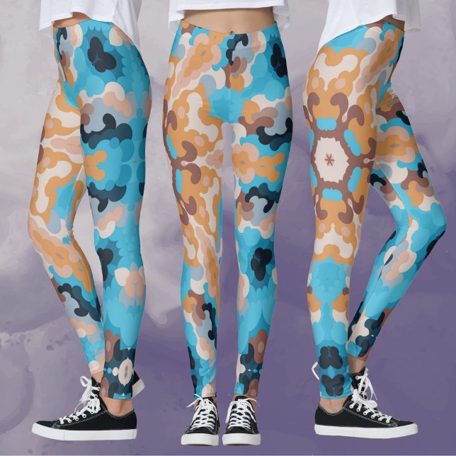 Leggings Retro Mandala Azul y Naranja (Subido por el creador)