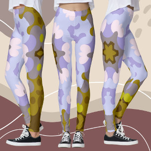 Leggings Retro Mandala Flor Amarillo Azul y Púrpura