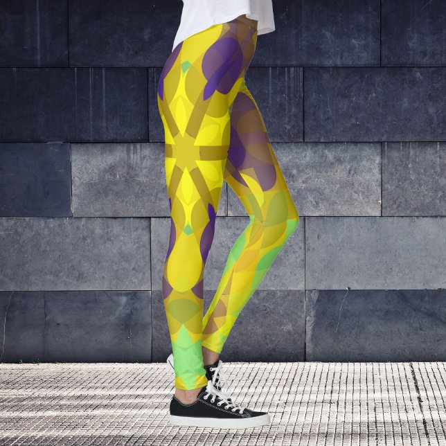 Leggings Retro Mandala Flor amarillo morado y verde (Subido por el creador)