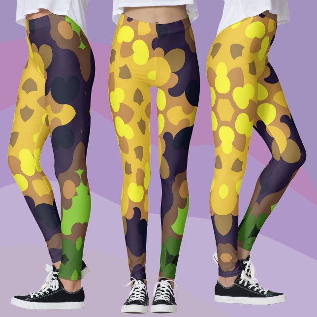 Leggings Retro Mandala Flor amarillo morado y verde (Subido por el creador)