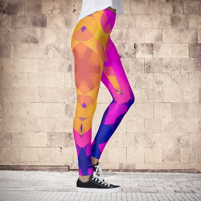 Leggings Retro Mandala Flor Amarillo rosa y azul (Subido por el creador)
