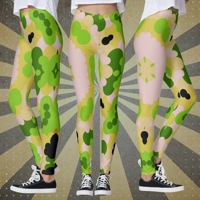 Leggings Retro Mandala Flor Amarillo Verde y Blanco (Subido por el creador)