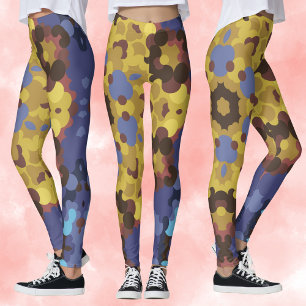 Leggings Retro Mandala Flor Amarillo y Azul