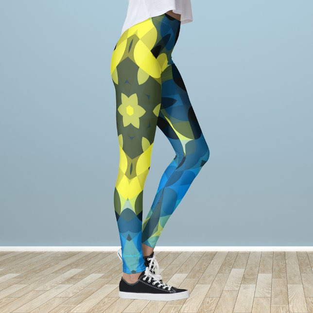 Leggings Retro Mandala Flor Amarillo y Azul (Subido por el creador)