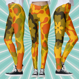 Leggings Retro Mandala Flor Amarillo y Naranja