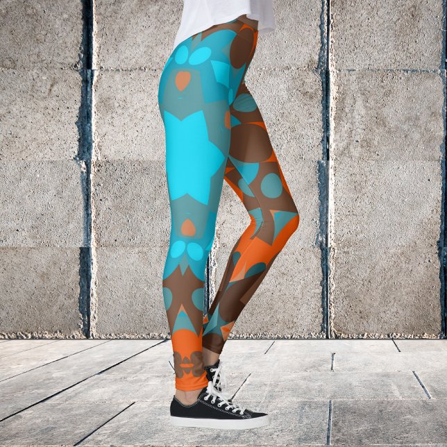 Leggings Retro Mandala Flor Azul y Naranja (Subido por el creador)