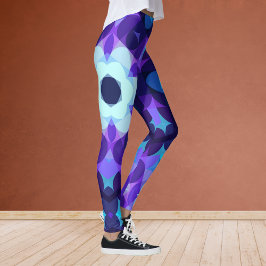 Leggings Retro Mandala Flor Azul y Púrpura