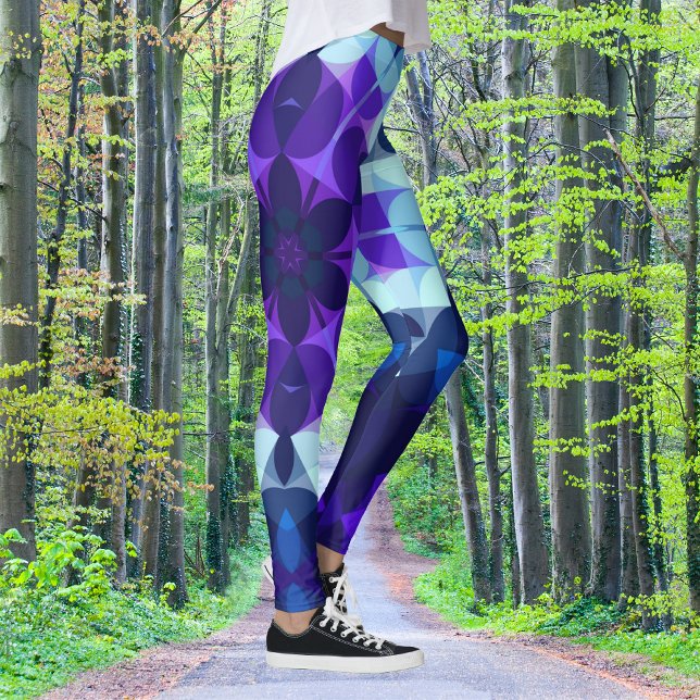 Leggings Retro Mandala Flor Azul y Púrpura (Subido por el creador)