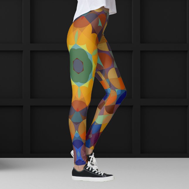 Leggings Retro Mandala Flor Naranja Azul y Verde (Subido por el creador)