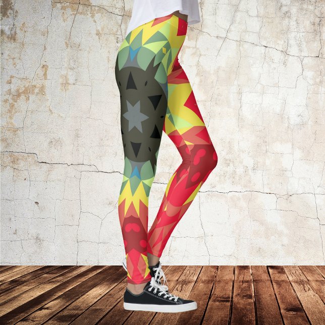 Leggings Retro Mandala Flor Rojo y Amarillo (Subido por el creador)