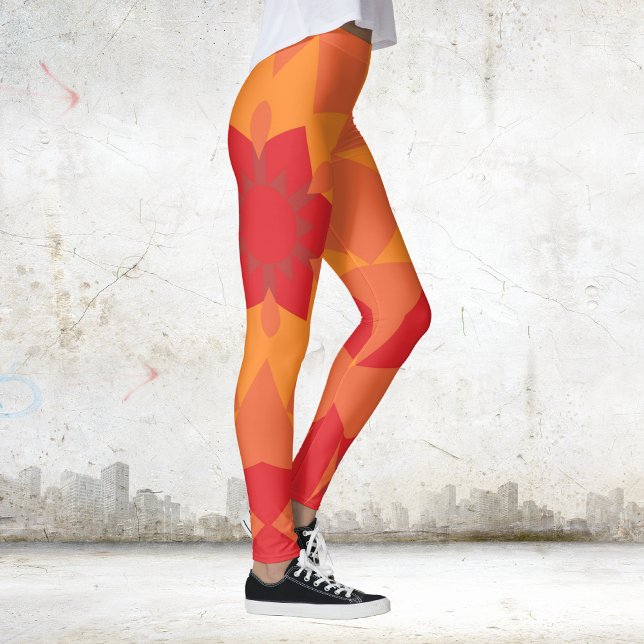 Leggings Retro Mandala Flor Rojo y Naranja (Subido por el creador)