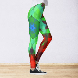 Leggings Retro Mandala Flor Rojo y Verde