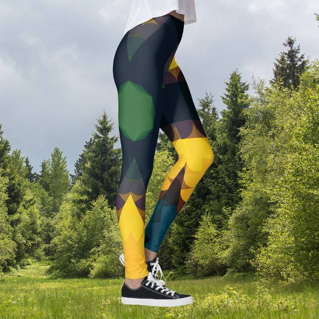 Leggings Retro Mandala Flor Verde Amarillo y Azul (Subido por el creador)