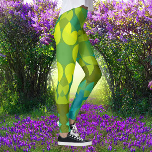 Leggings Retro Mandala Flor Verde Amarillo y Azul