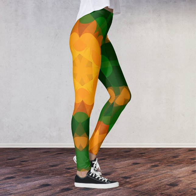 Leggings Retro Mandala Flor Verde y Naranja (Subido por el creador)