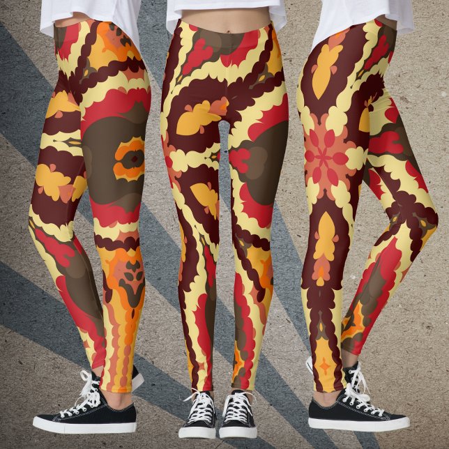 Leggings Retro Mandala Naranja rojo y marrón (Subido por el creador)