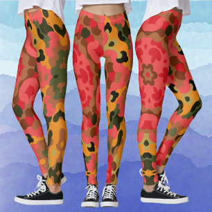 Leggings Retro Mandala Naranja rojo y verde
