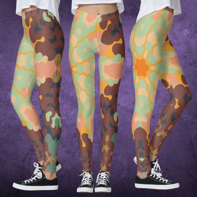 Leggings Retro Mandala Naranja verde y amarillo (Subido por el creador)
