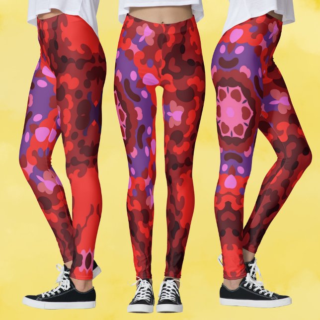 Leggings Retro Mandala rojo y púrpura (Subido por el creador)