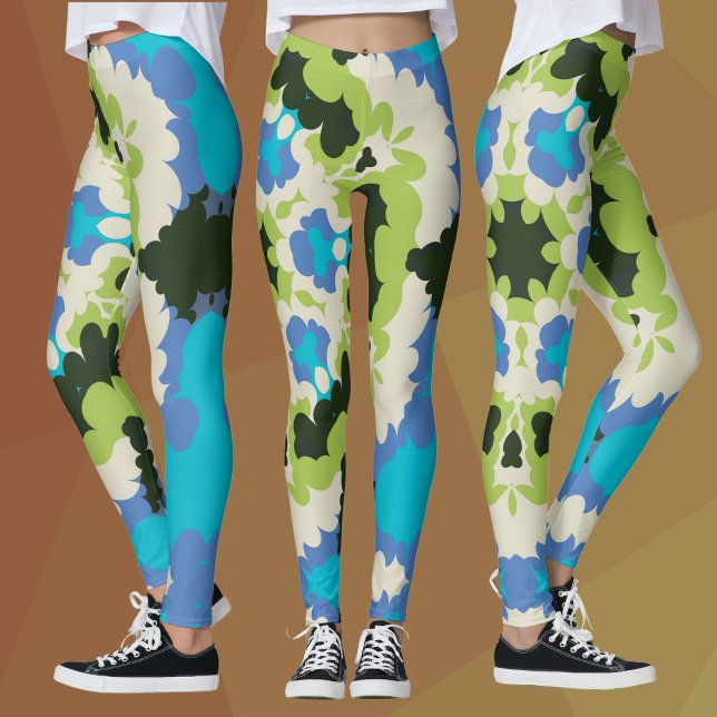 Leggings Retro Mandala Verde azul blanco y negro (Subido por el creador)