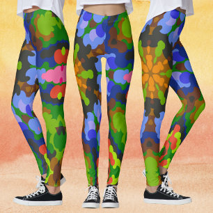 Leggings Retro Mandala Verde Azul y rosa
