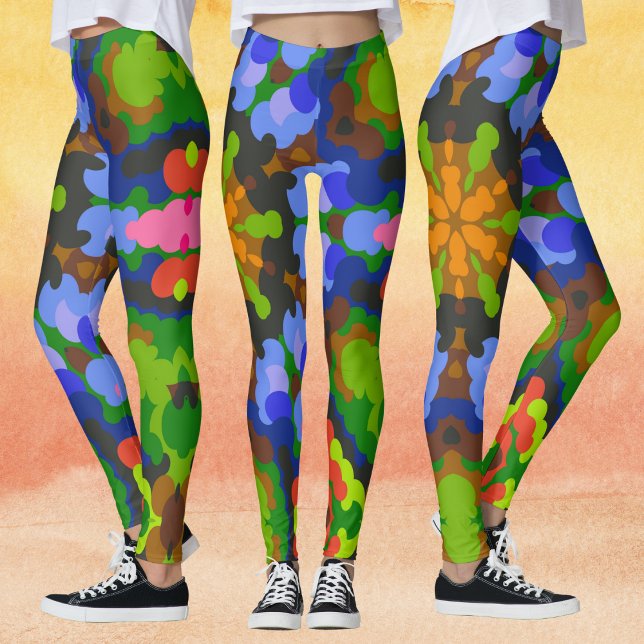Leggings Retro Mandala Verde Azul y rosa (Subido por el creador)