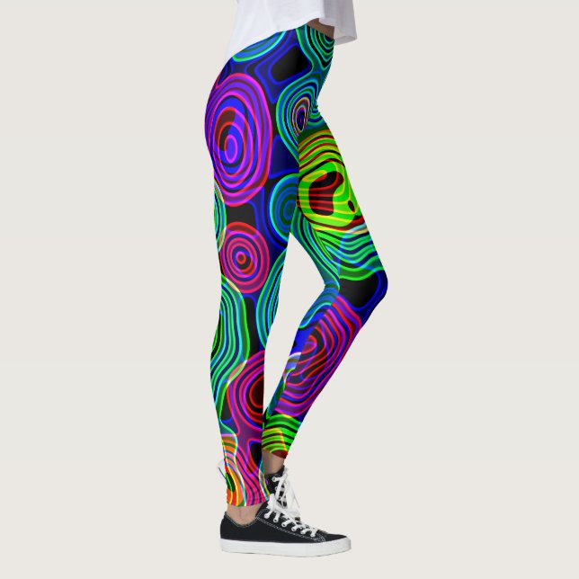 Leggings Retro Neon Liquid Dizzy Disco Lines  (Derecha)