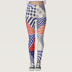 Leggings Retro Patchwork Triángulos de Estilo Nautico