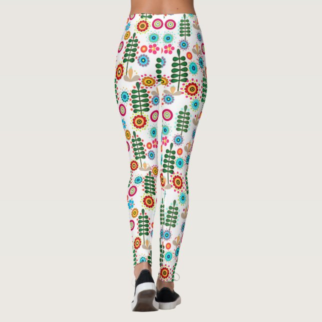 Leggings Retro, patrón de flor (Reverso)