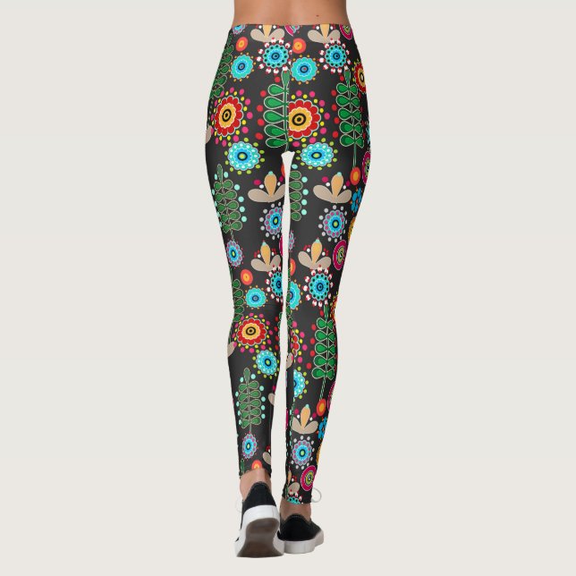 Leggings Retro, patrón de flor (Reverso)