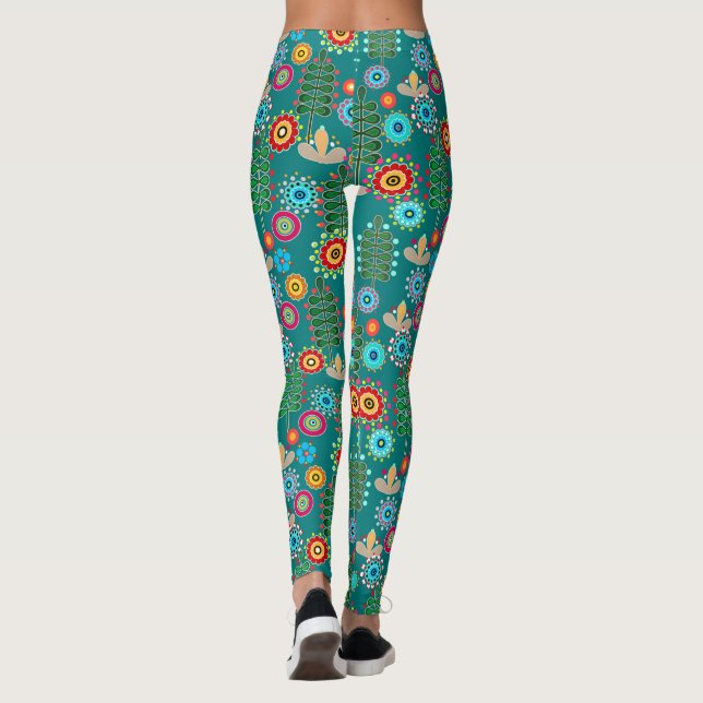 Leggings Retro, patrón de flor (Reverso)