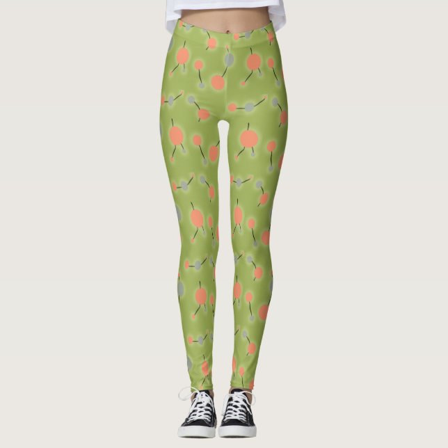 Leggings Retro Playas Moléculas pequeñas Universo Peach Gre (Anverso)