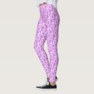 Leggings Retro púrpura Santa Claus Árbol de Navidad revesti