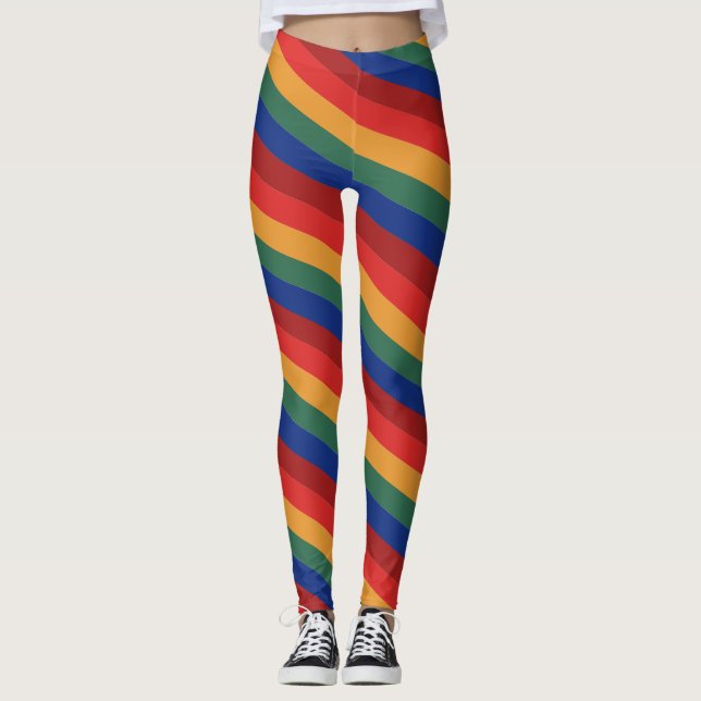 Leggings Retro Rainbow Stripes Regenbogen Regenbogenfarben (Anverso)