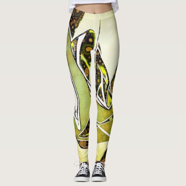 Leggings Retro Resumen Graffiti Geométrico Mano Urbana (Anverso)