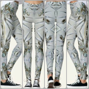 Leggings Retro Rhinestone “Art Deco Chic en Gris Plateado