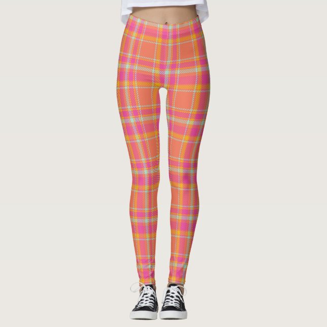 Leggings Retro rosa caliente con Naranja y azul (Anverso)