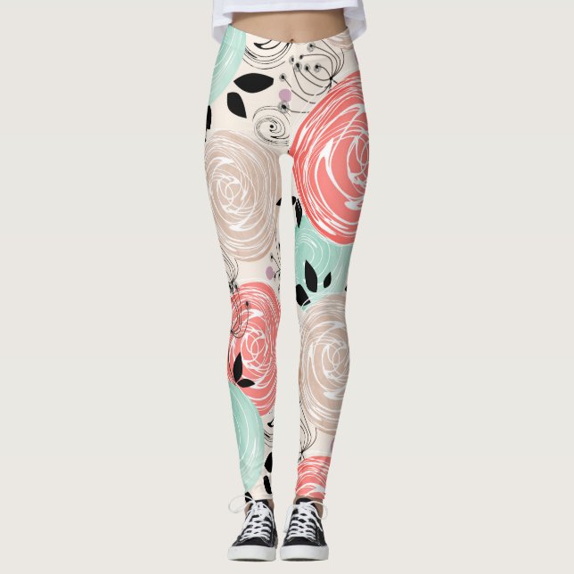 Leggings Retro, rosas (Anverso)