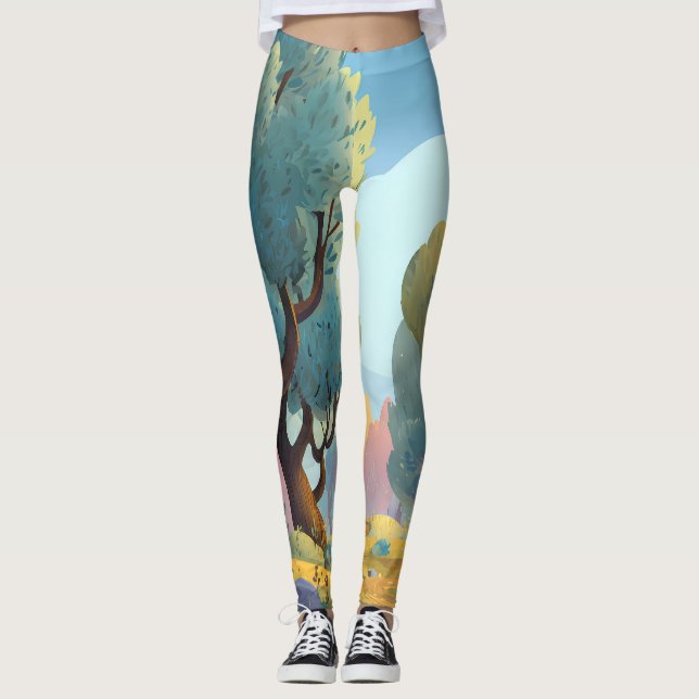 Leggings Retro Sunshine Patterns – Bold Colorful  (Anverso)