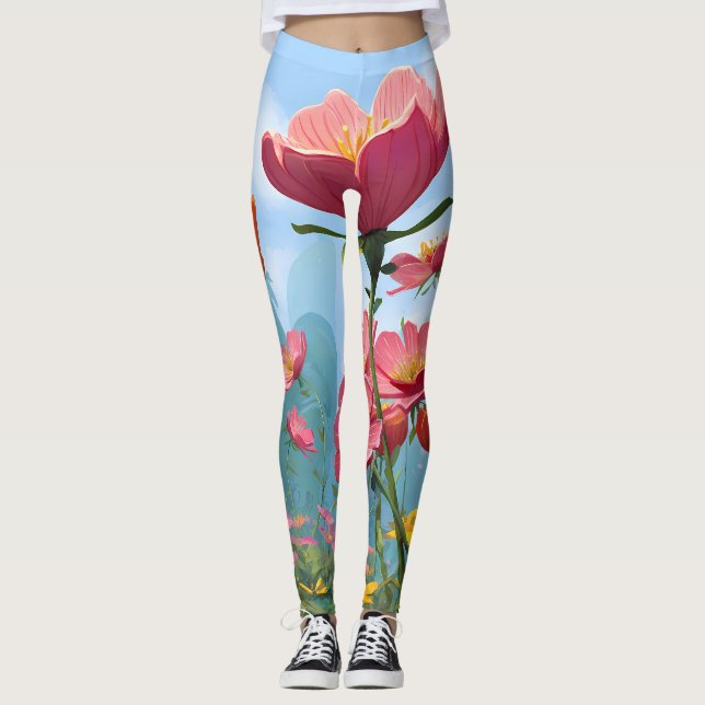 Leggings Retro Sunshine Patterns – Bold Colorful  (Anverso)