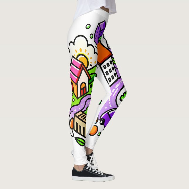 Leggings Retro Sunshine Patterns – Bold Colorful  (Derecha)