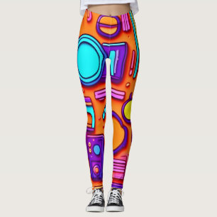 Leggings Retro Tech Pop: Collage nostálgico de gadgets