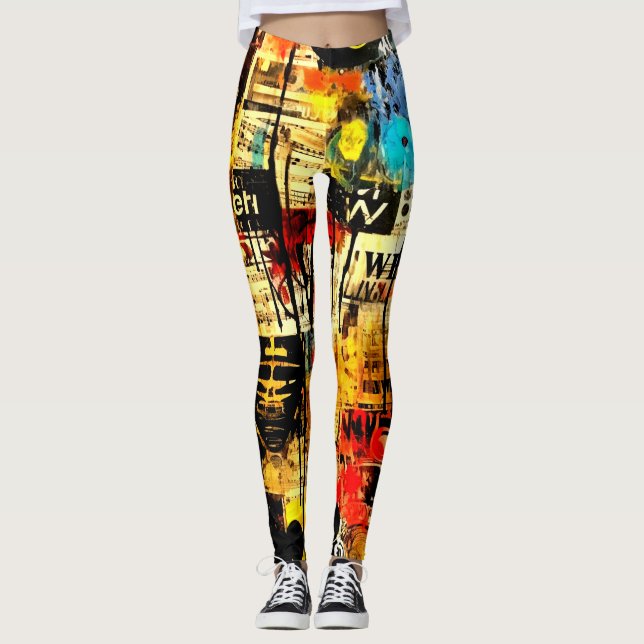 Leggings retro vibrante perverso trendy abstracta (Anverso)