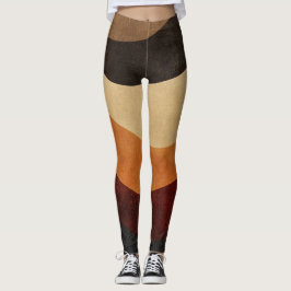 Leggings 🌈 Retro Wavy Pattern - Warm & Nostalgic 🎨