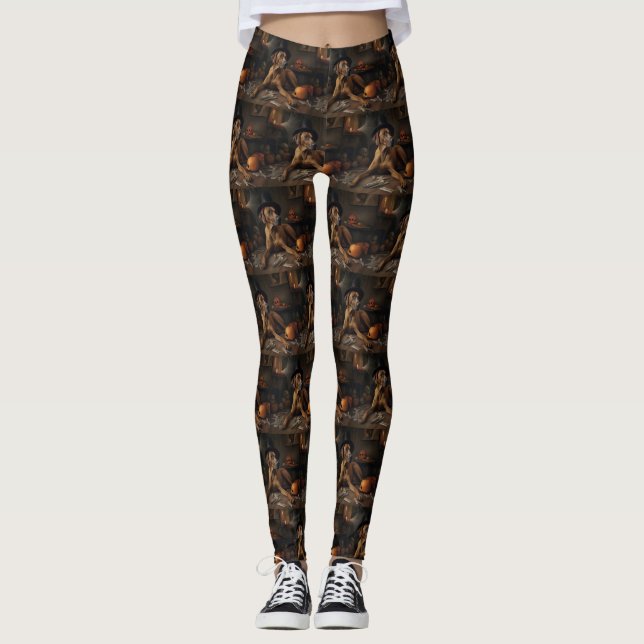Leggings Rhodesia Ridgeback Pumpkins Halloween Scary (Anverso)