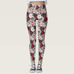 Leggings Ricas Peonías & Hojas en Armonía de Colores Contem