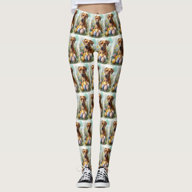 Leggings Ridgeback Perro Rhodés con festividad de huevos de (Anverso)