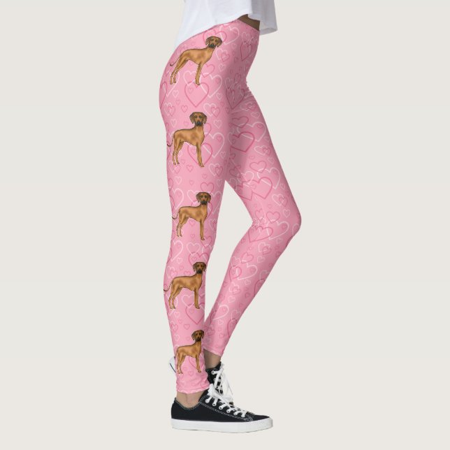 Leggings Ridgeback Rhodesia Perro Amor Patrón Corazón Rosa (Derecha)