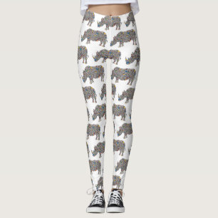 Leggings Rinocerontes en un patrón psicodélico de chita